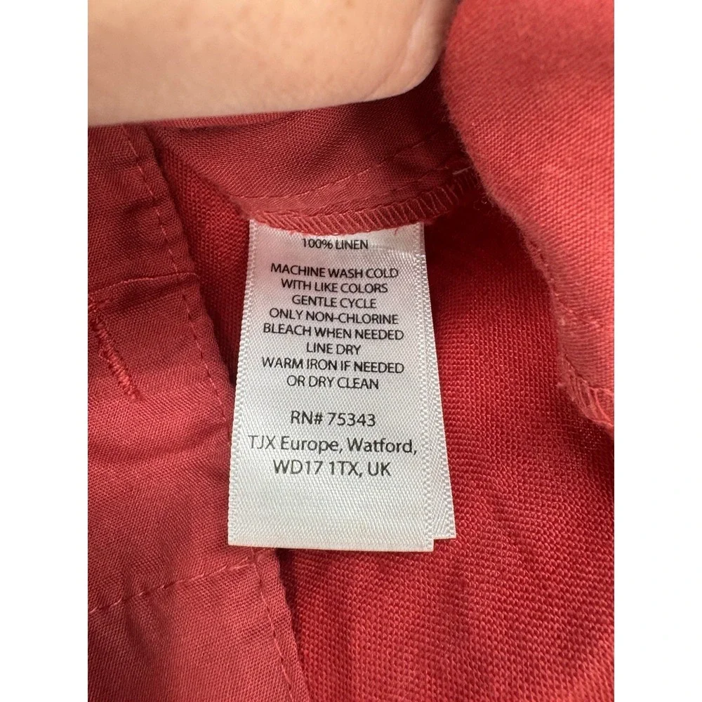 Women's Cynthia Rowley Dark Orange Red 100% Linen Flat Front Chino Shorts Size 2